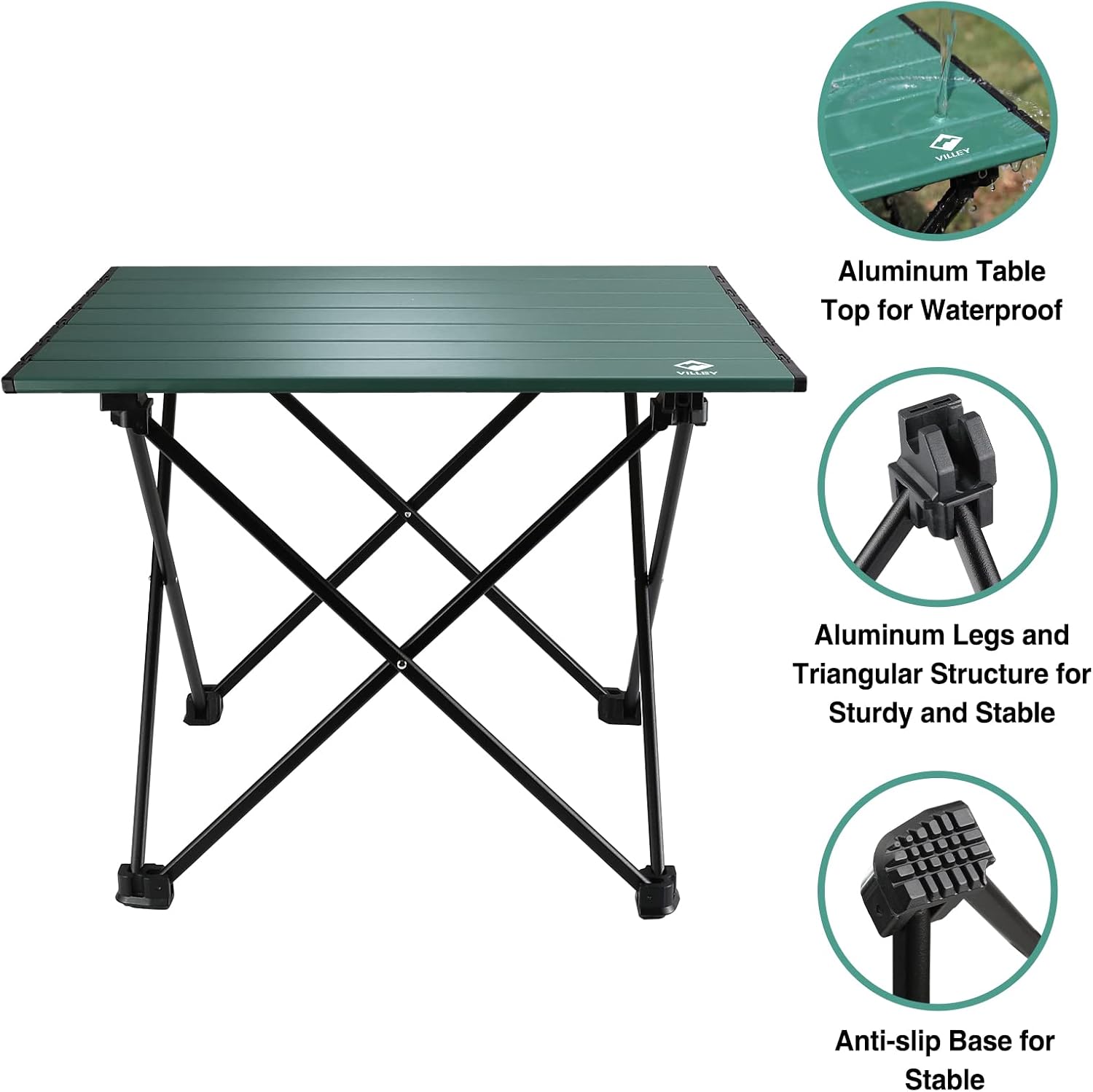 Portable Camping Side Table, Ultralight Aluminum Folding Beach Table | Lightweight & Portable, Aluminum Folding Table