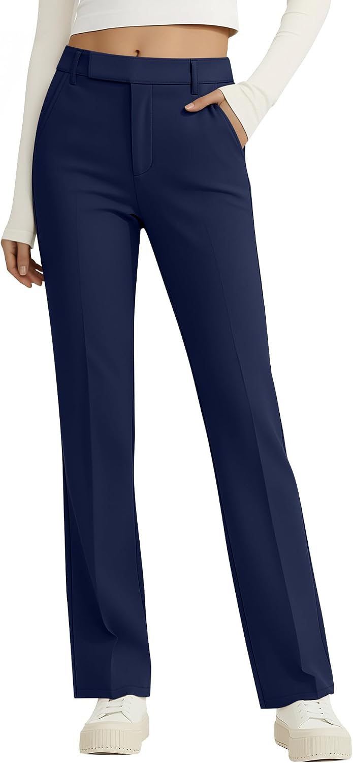 Girls School Uniform Pants Teen Dress | Teen Preppy Adjustable Waist Trousers Pockets, Front Button Zipper Fly