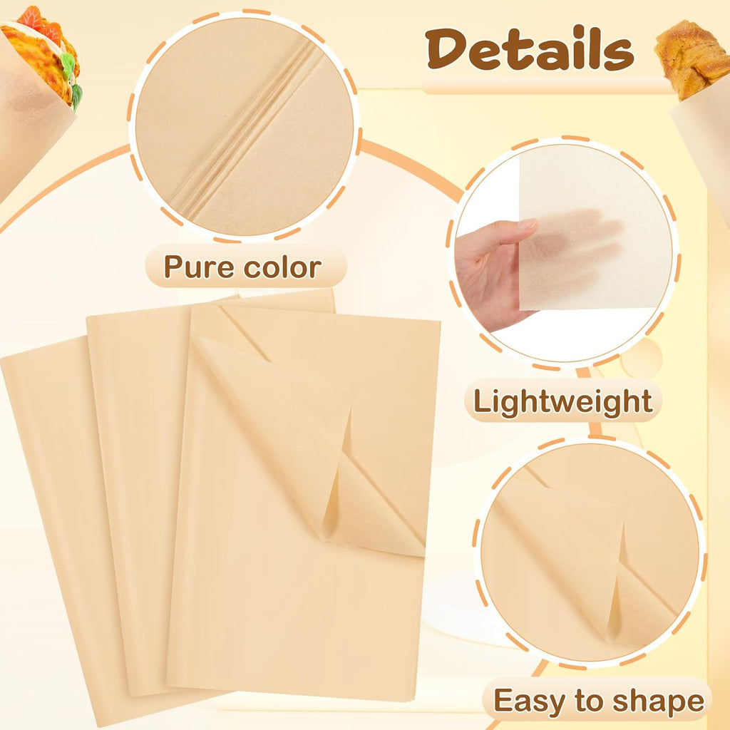 500 Sheets Kraft Tissue Paper Bulk 20 x 30 Inch for Wrapping Packaging