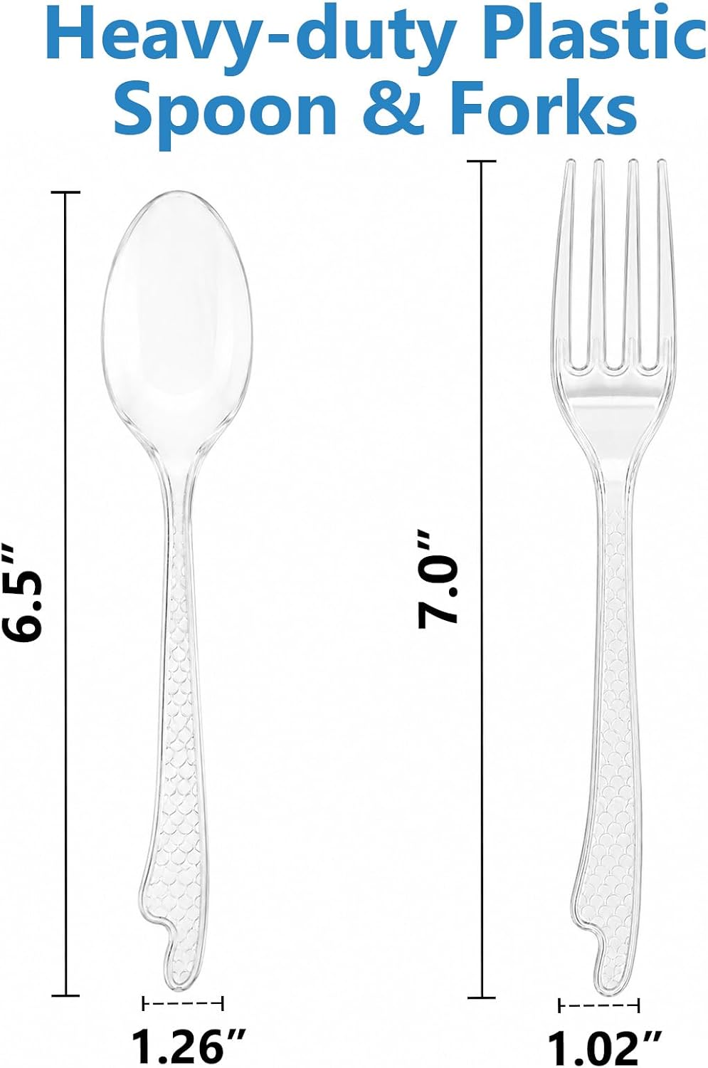 1000 Count Heavy Duty Clear Plastic Forks and Spoons Disposable