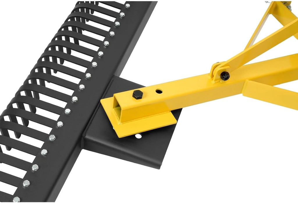 3 Point 60 Inch Landscape Rock Rake Tractor Attachment for Soil Gravel Lawn Leveling Debris Cleanup Heavy Duty Alloy
