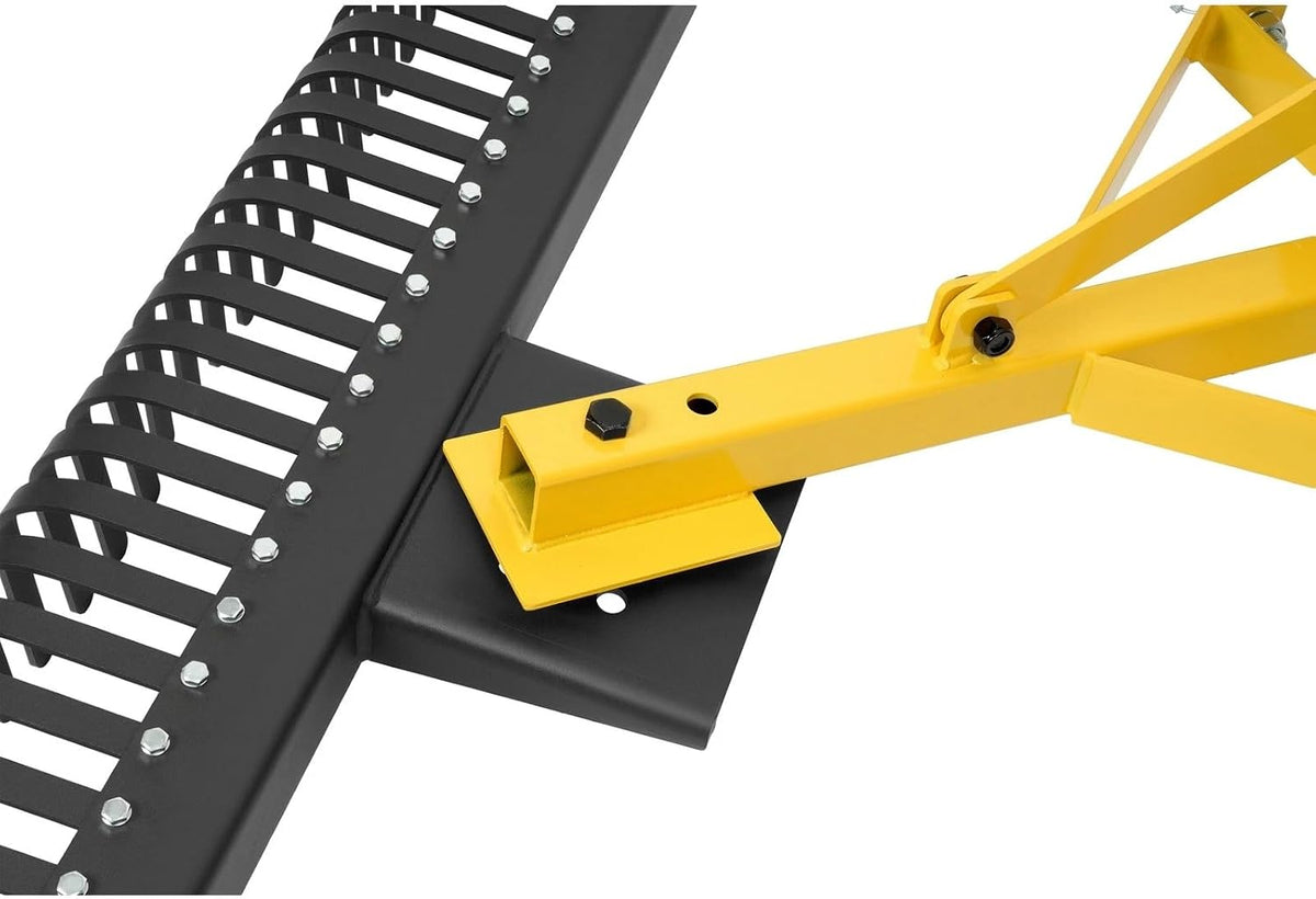 3 Point 60 Inch Landscape Rock Rake Tractor Attachment for Soil Gravel Lawn Leveling Debris Cleanup Heavy Duty Alloy