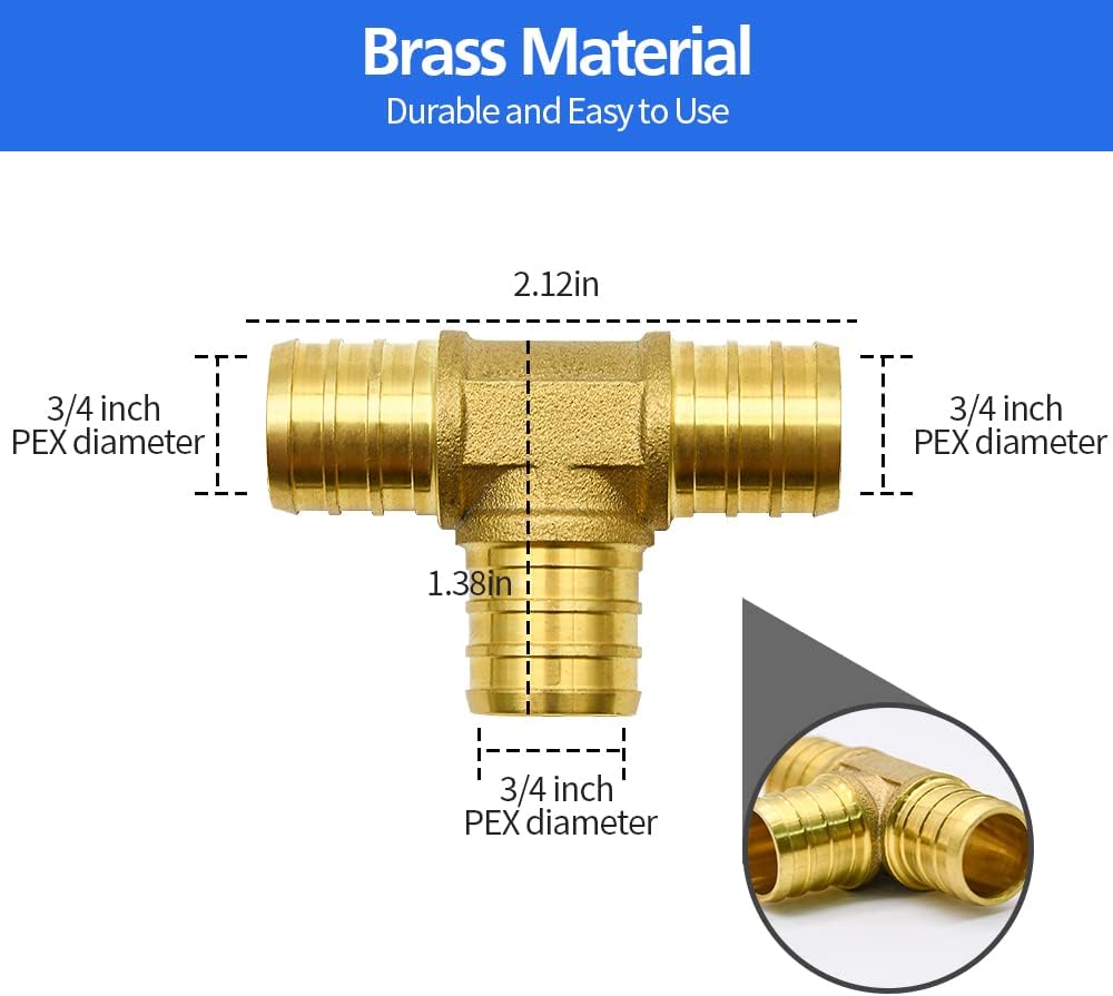 30pcs 3/4" Brass PEX Fittings, Elbow TEE Straight Couplings Set
