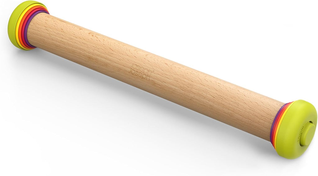 PrecisionPin - Rolling Pin with adjustable pastry thickness, Baking and dough rollers, Beech Wood, Multicolor