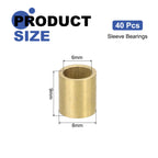 uxcell 40Pcs Sleeve Bearings, 6mm Bore x 8mm OD x 9mm Length, Self-Lubricating Sintered Bronze Bushings