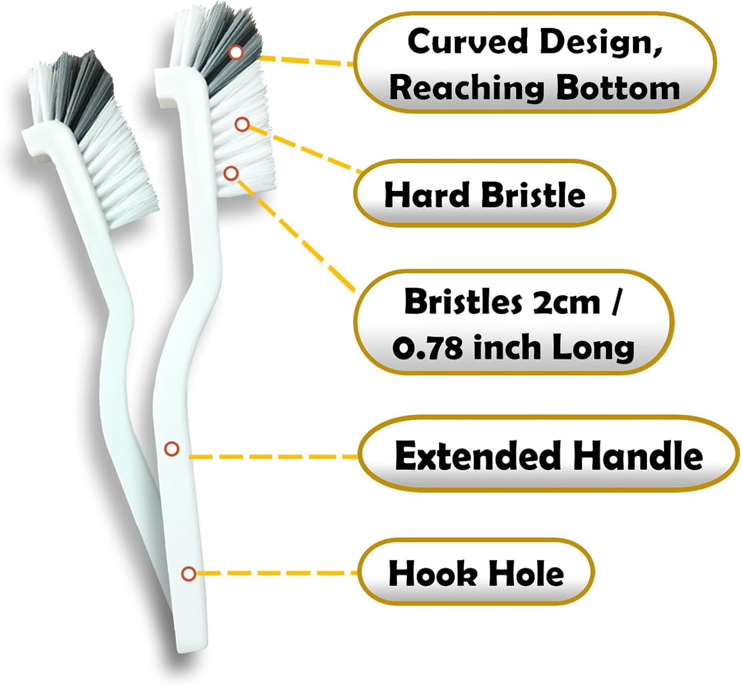 Crevice Cleaning Brush Set, Multi-Purpose Hard Bristle Brushes for Deep Cleaning Kitchen, Bathroom, Grout, Sink, Cup