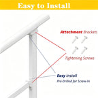 2 Pack Hand Rails for Outdoor Steps,5 Step White Railing Kit