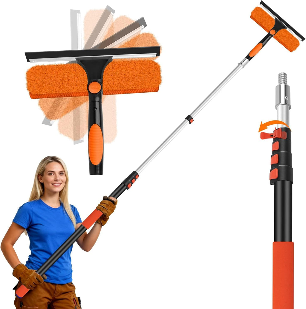26FT Telescoping Window Squeegee Kit with Extension Pole