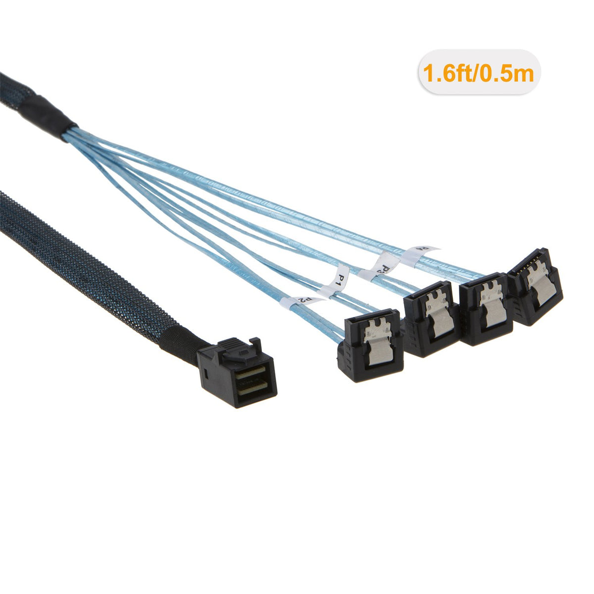 CableCreation Internal Mini SAS (SFF-8643 Host)-4X SATA (Target)Angle Cable