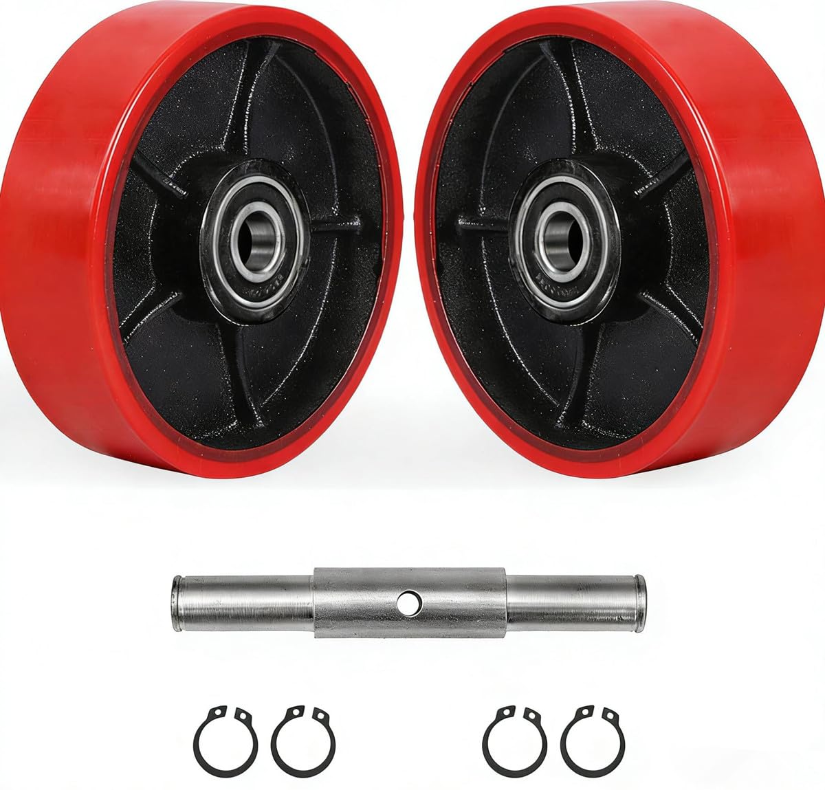 Pallet Jack Wheels, Truck Steering Wheels with 20mm ID Bearings, Forklift Caster Wheel Replacement 7" x 2" One Pair