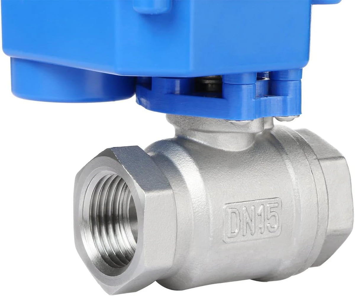 U.S. Solid Motorized Ball Valve- 1/2" NSF Certified 304SS Ball Valve with Full Port, 9-24V AC/DC and 2 Wire Auto Return Setup