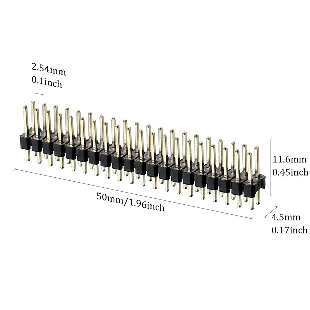 Frienda 20 Pack 2 x 20 Pin Male Header Connector, 2.54 mm Pitch