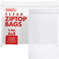 Reclosable Poly Zip Top Bags - 6" x 8" (100 Count), 4 Mil - Resealable Plastic Bags with Zipper - Clear Bags for