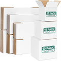 30 Pack Small Shipping Boxes Assorted Sizes, 4x4x4 & 5x5x5 & 6x6x6 10 PCS Each Small Boxes, White Corrugated Box