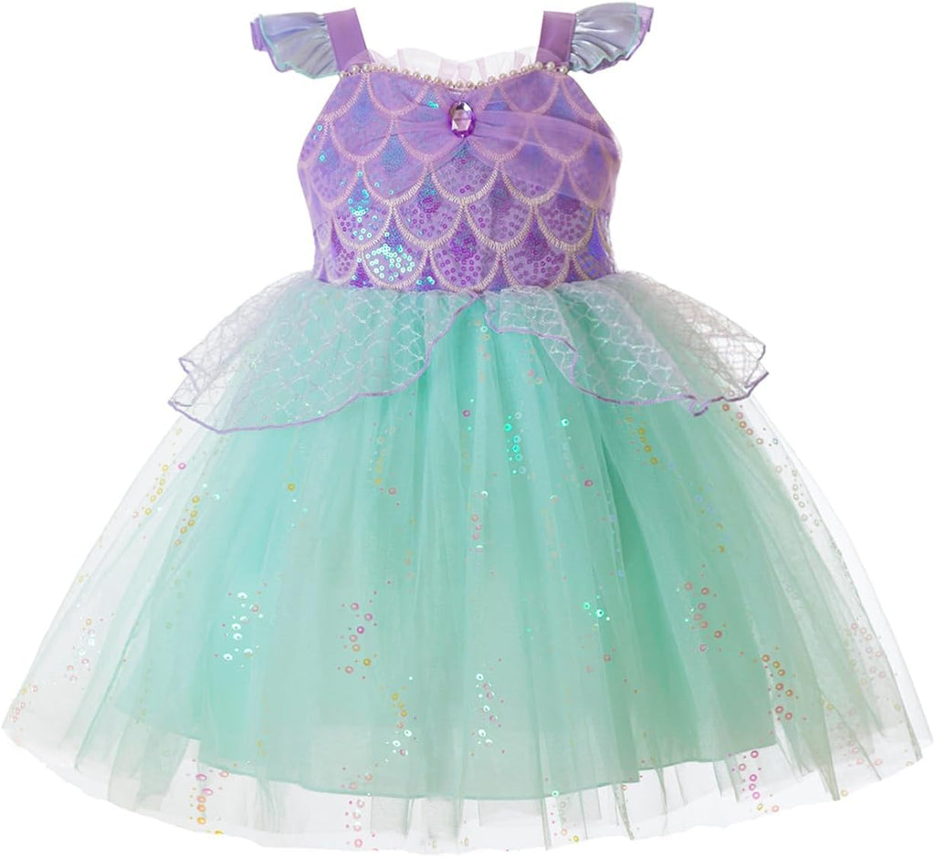 Girls Mermaid Dress Little Mermaid Costume Princess Sequin Sling Tutu Dress for Toddler Kids Birthday Party