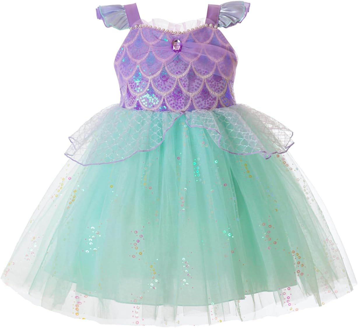 Girls Mermaid Dress Little Mermaid Costume Princess Sequin Sling Tutu Dress for Toddler Kids Birthday Party