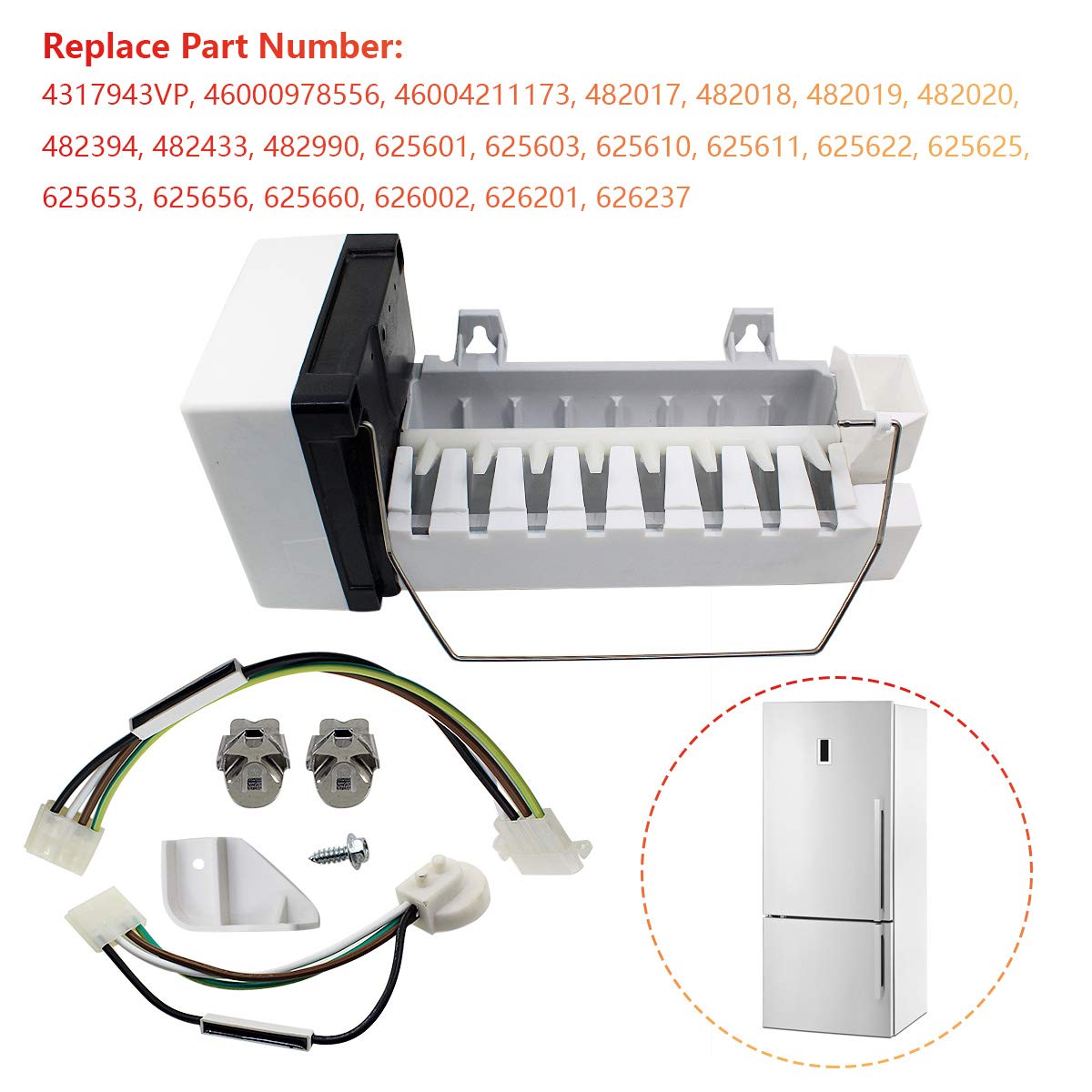 MAYITOP 4317943 Ice Maker Assembly for Whirlpool Kenmore Kitchenaid Refrigerator Freezer