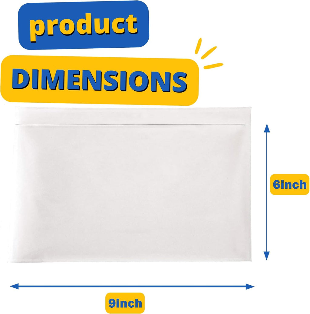 Pack 100 Clear Plastic Self-Adhesive Shipping Label Sleeves - Packing Slip Envelope Pouches - Durable, Waterproof