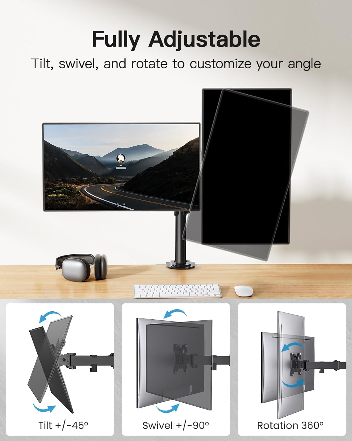 Dual Monitor Mount for 2 Monitors up to 32 inches, Heavy Duty Dual Monitor Stand Holds up to17.6lbs, Dual Monitor Arm