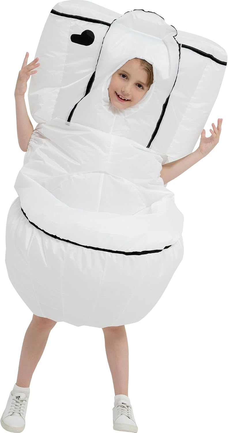 Halloween Inflatable Costume Kids,Blow Up Toilet Suit Boys Girls