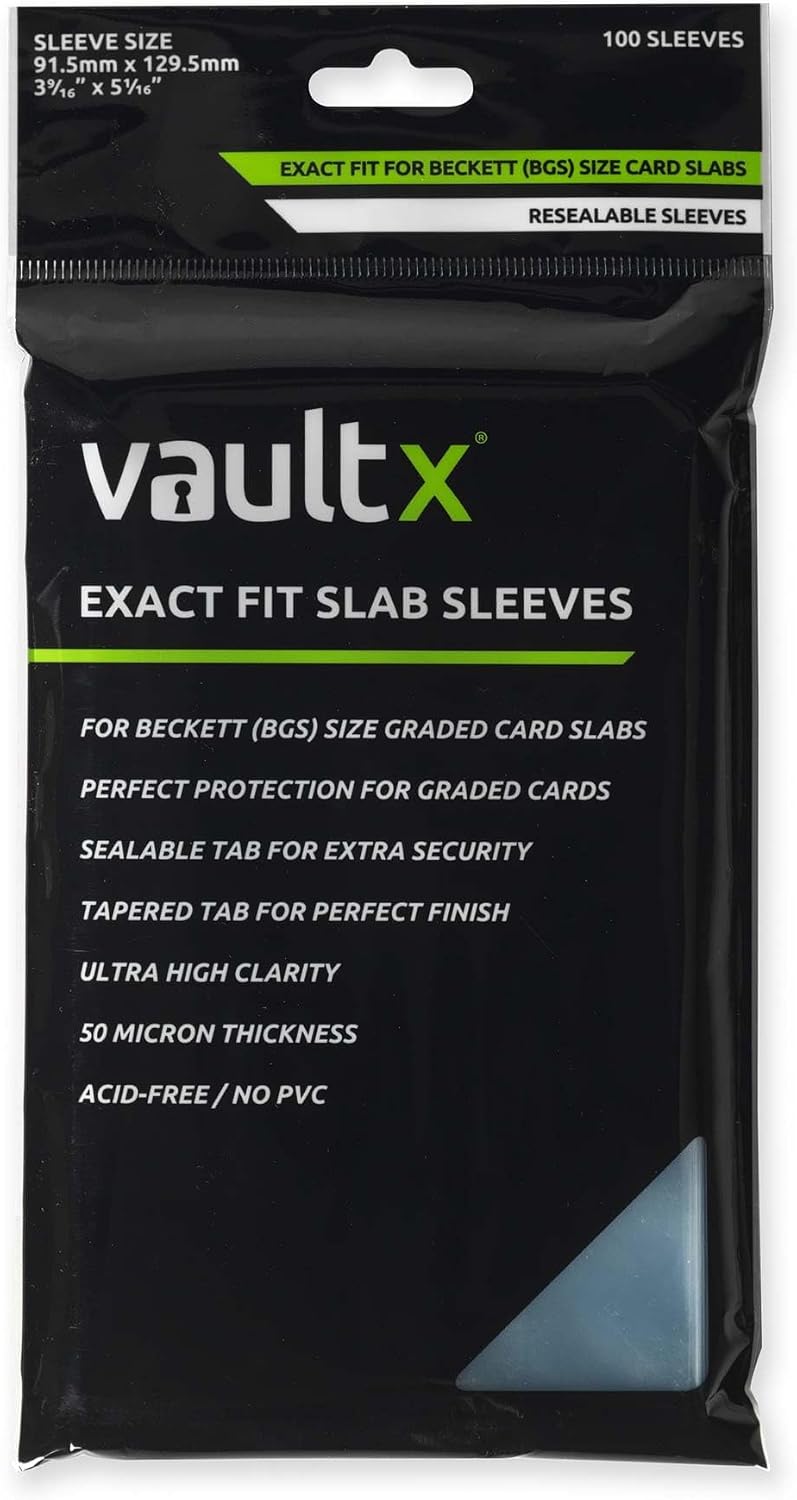 Exact Fit Slab Sleeves (100 Pack) for BGS Beckett Graded Cards | Fits BGS & Beckett graded slabs & cases.