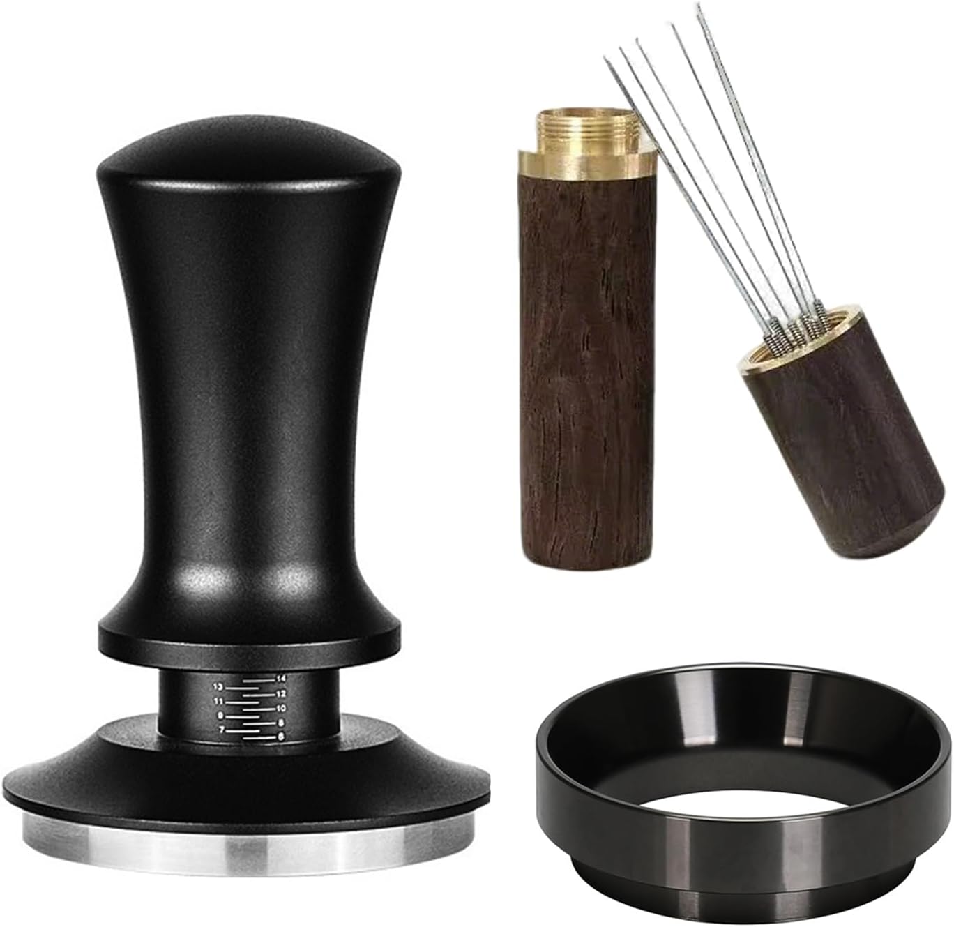 54mm Espresso Tamper Set Espresso Accessories Kit with Adjustable Spring-Loaded Tamper, Stainless Steel WDT Tool and