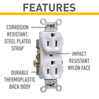Legrand 15 Amp Commercial Specification Grade Duplex Outlet White 1 Pack