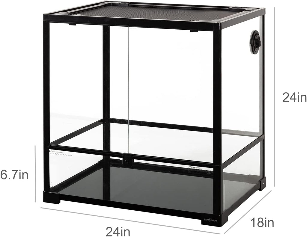 REPTIZOO 45 Gallon Glass Reptile Terrarium 24" x 18" x 24" Knock-Down Reptile Tank with Double Hinge Door and Top