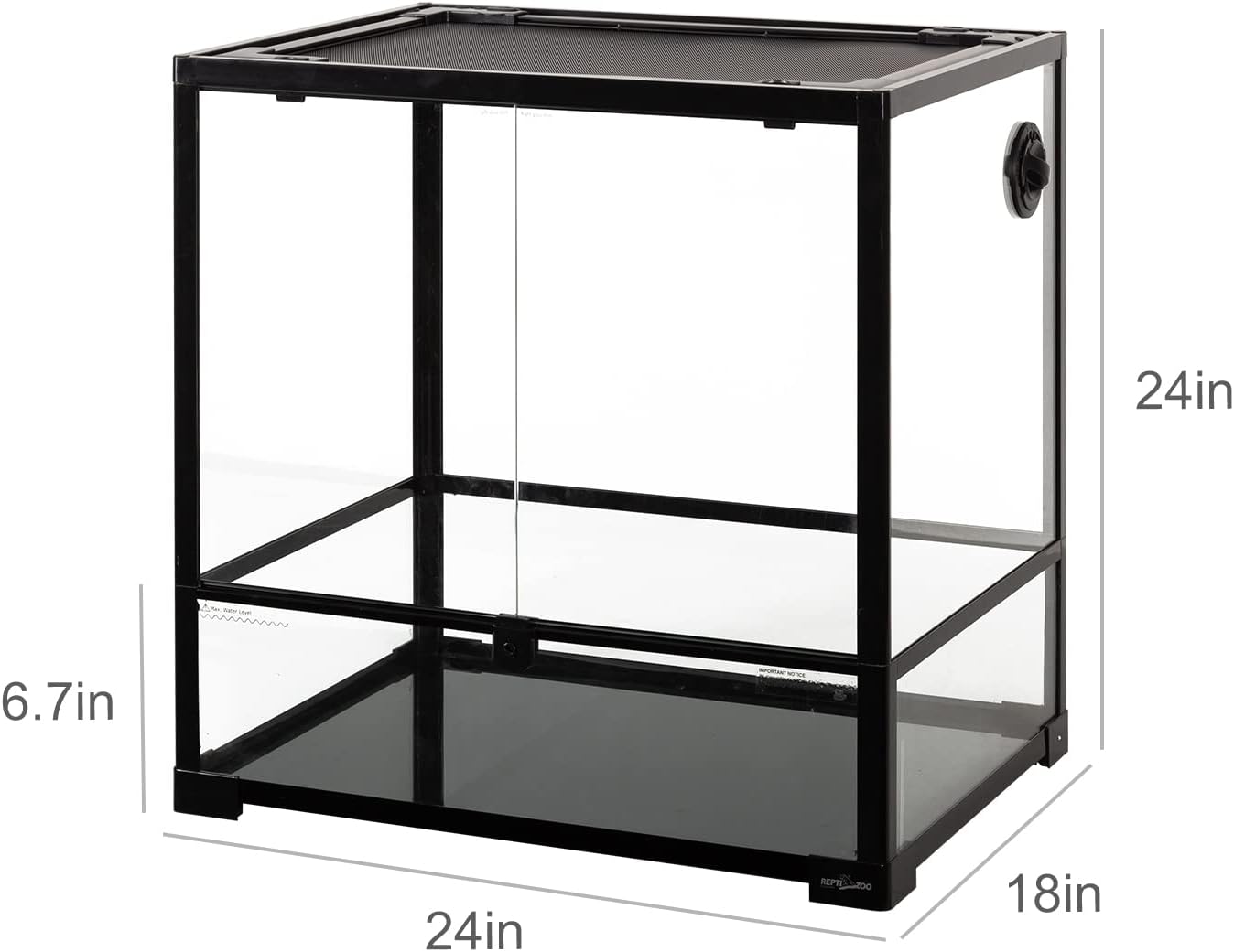 REPTIZOO 45 Gallon Glass Reptile Terrarium 24" x 18" x 24" Knock-Down Reptile Tank with Double Hinge Door and Top