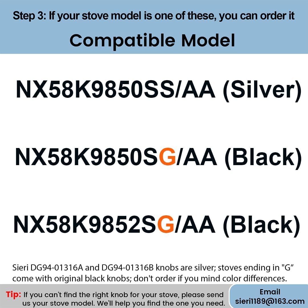 Sieri NX58K9850SG NX58K9850SS NX58K9852SG Knob for Samsung Gas Stove Knobs
