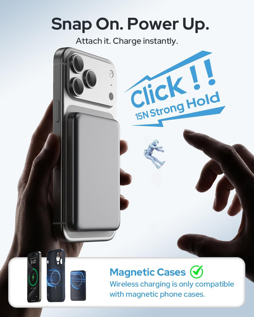 for Magsafe Portable Charger,5000mAh Slim Wireless Magnetic Power Bank with USB C Charging,Travel Essential for