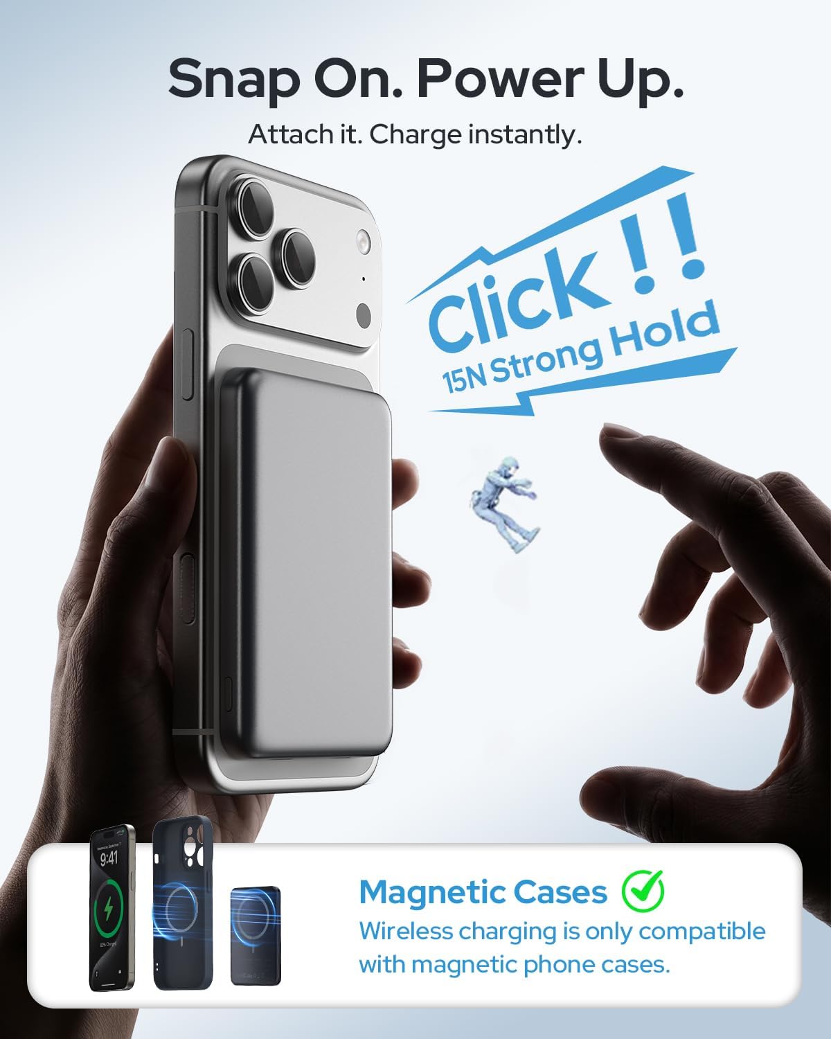 for Magsafe Portable Charger,5000mAh Slim Wireless Magnetic Power Bank with USB C Charging,Travel Essential for