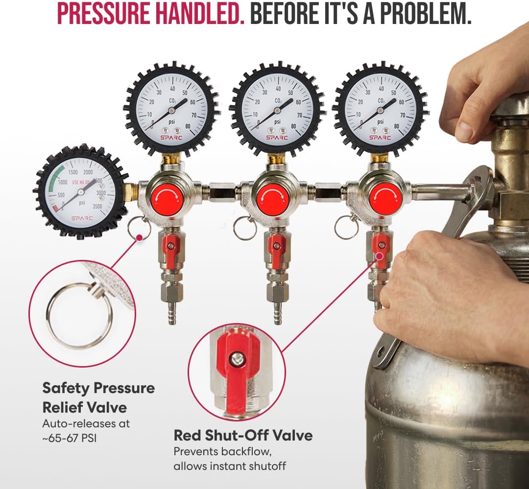 Premium Gen2 Triple Tap CO2 Regulator for Kegerator | 3 Way C02 Regulator for Kegs - Draft Beer, Soda, Kombucha