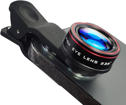 Phone Camera Lens, Clip on Cell HD Phone Fisheye Lens kit, 235° Fisheye Lens ，for Most iPhone Android Samsung Phones