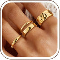 Stackable Gold Rings for Women Non Tarnish 14K Gold Plated Chunky Stacking Thumb Ring Set Trendy Dainty Statement