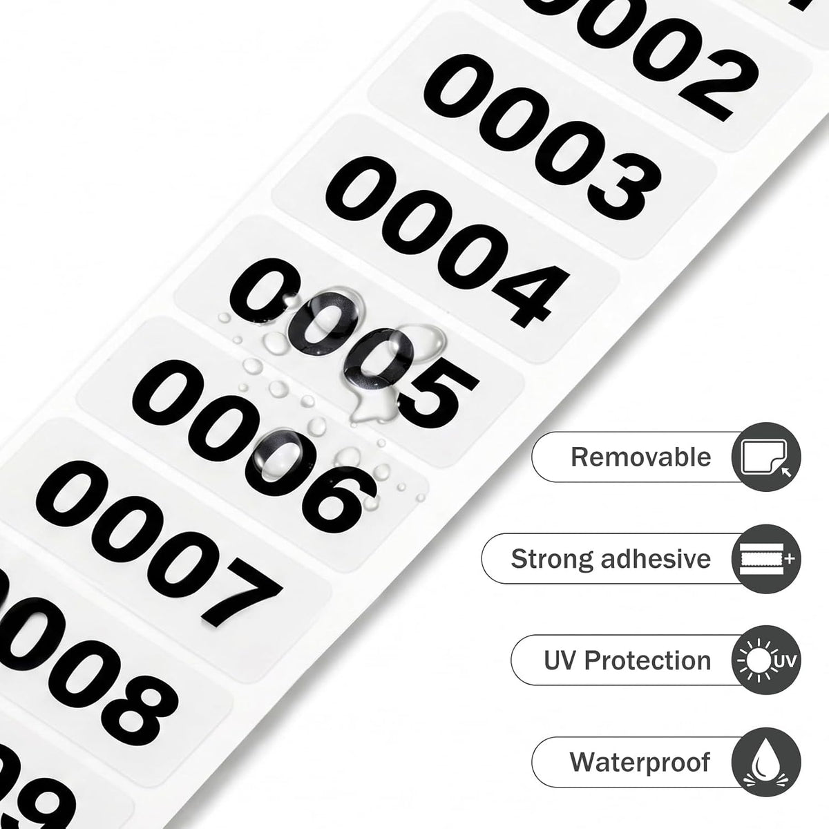 Consecutive Number Stickers 0001-1000 Inventory Label 1.6x0.8 Inch