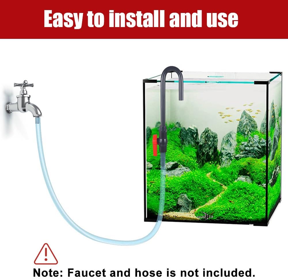 Aquarium Water Changer, PVC Aquarium Water Filler Hanging Fish Tank Hook Filler with Flow Switch for 1/2“, 5/8”, 3/4”