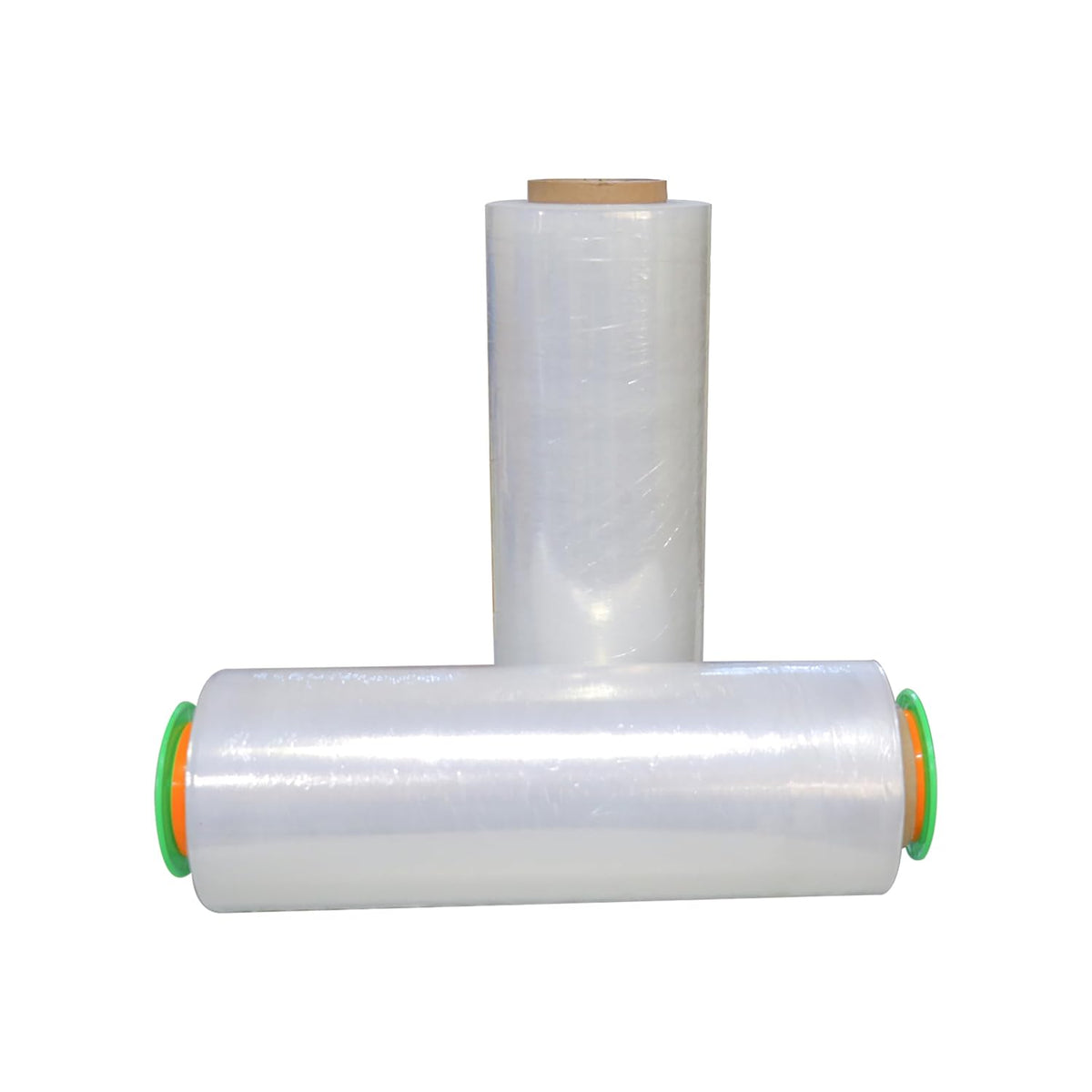2 Pack 1500ft Industrial Clear Stretch Wrap Film 70 Gauge 15" with 3inch Plastic Rolling Handles for Pallet Wrap