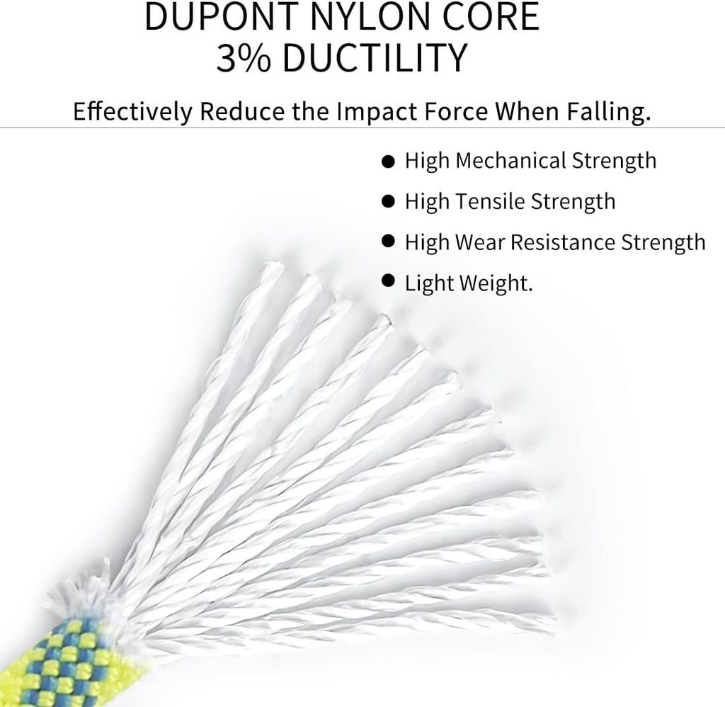 10.5mm(2/5in) Dynamic Rope,24KN(5231 lb) Robust Nylon Kernmantle,3 Sizes Multipurpose Rope for Outdoor Mountaineering