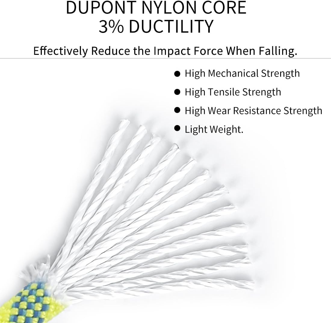 10.5mm(2/5in) Dynamic Rope,24KN(5231 lb) Robust Nylon Kernmantle,3 Sizes Multipurpose Rope for Outdoor Mountaineering