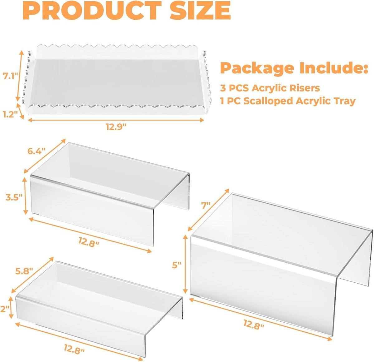Acrylic Buffet Risers, Food Risers for Buffet Table, Clear Acrylic Risers Display Stand with U Shaped for Catering