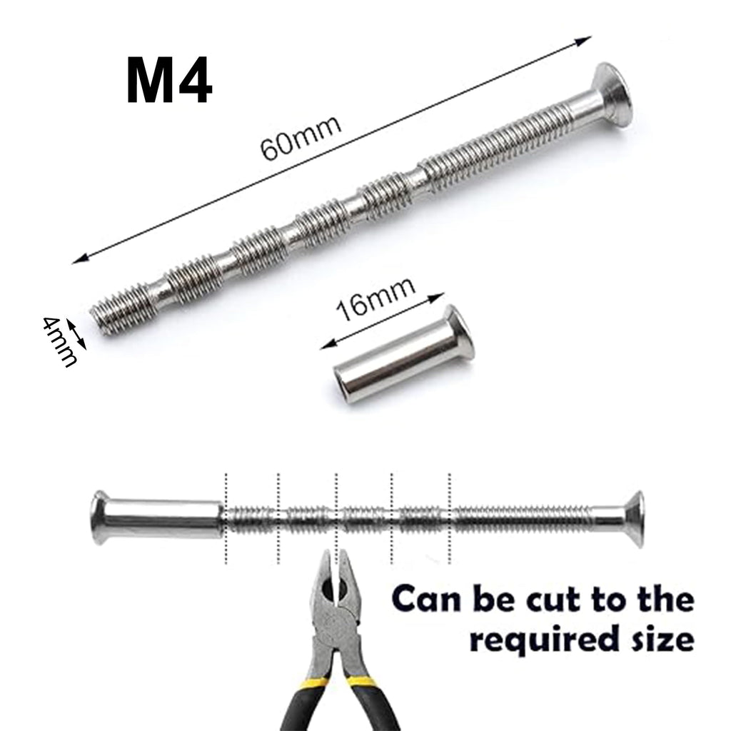 BlingKingdom 8 Sets M4 x 60mm Door Handle Screws and Sleeves