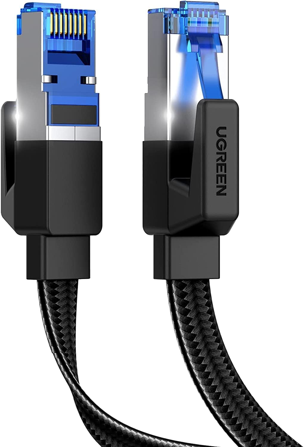Cat 8 Ethernet Cable 6FT, Flat High Speed 40Gbps 2000Mhz Internet Cable 26AWG Braided Network Cord RJ45 Shielded