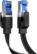 Cat 8 Ethernet Cable 6FT, Flat High Speed 40Gbps 2000Mhz Internet Cable 26AWG Braided Network Cord RJ45 Shielded
