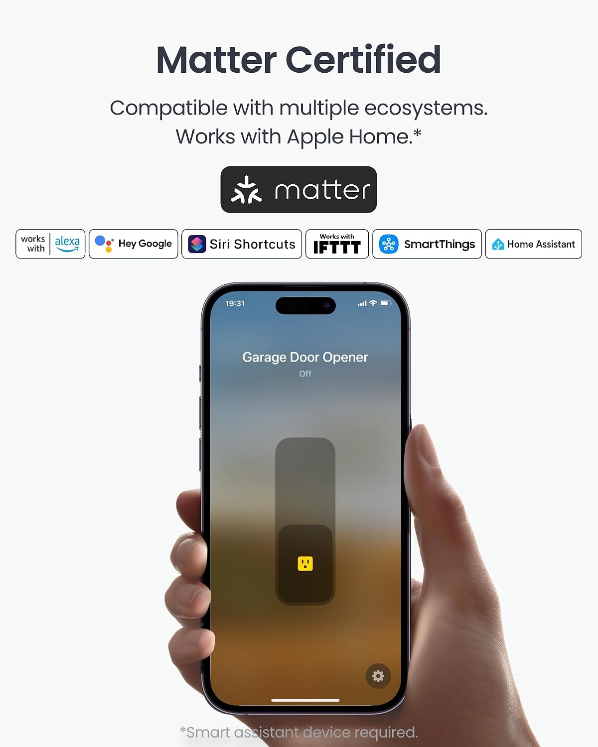 Smart Garage Door Opener w/Remote, Matter Certified, Alexa/Google/Siri/IFTTT/Smartthings Supported, Most Garage Door
