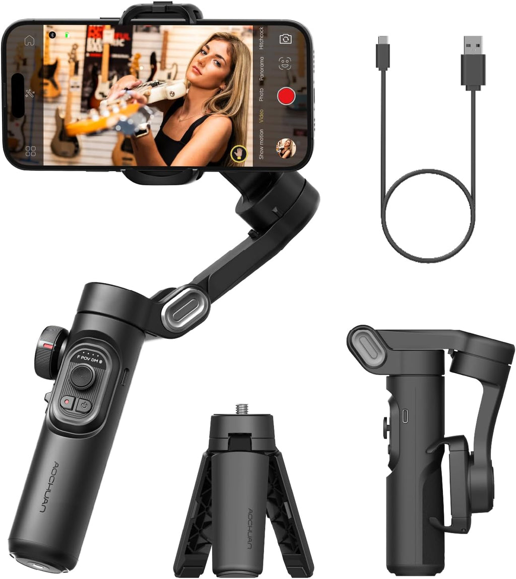 Smart XE 3-Axis Phone Gimbal Stabilizer for iPhone | Foldable handheld smartphone gimbal w/focus wheel, TikTok