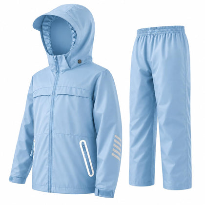 Kids Rain Gear Youth Girl Rain Jacket Pants Light Blue 10-12 Yr