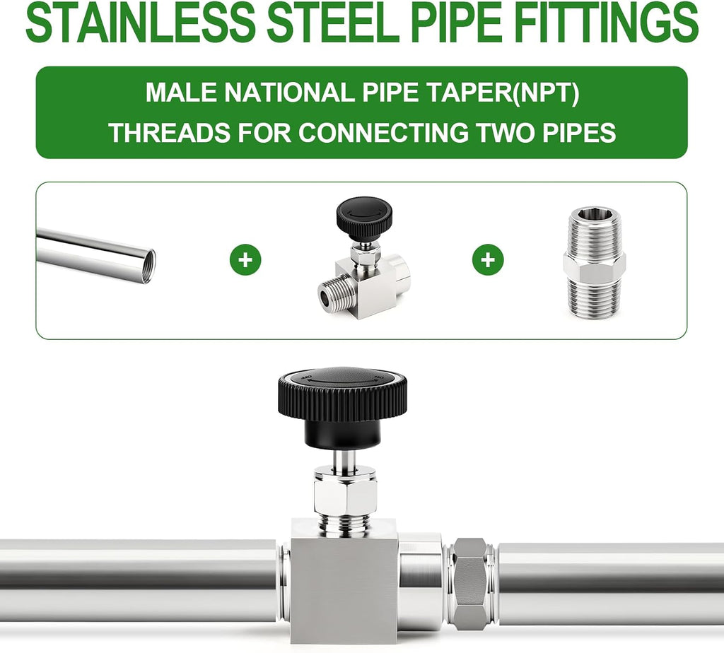 TAISHER 2PCS Forging of 316L Stainless Steel Hex Nipple, 3/4" NPT Male Pipe Fitting