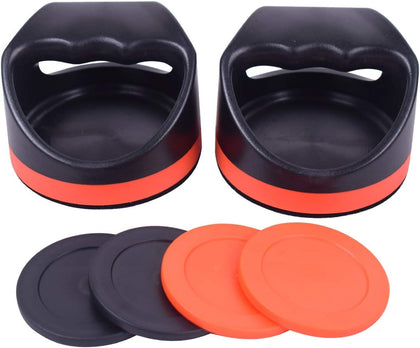 Plastic Air Hockey Strikers/Pushers, 2 PCS 4" Plastic Air Hockey Pushers and 4 PCS 2.75" Pucks Replacement for Game