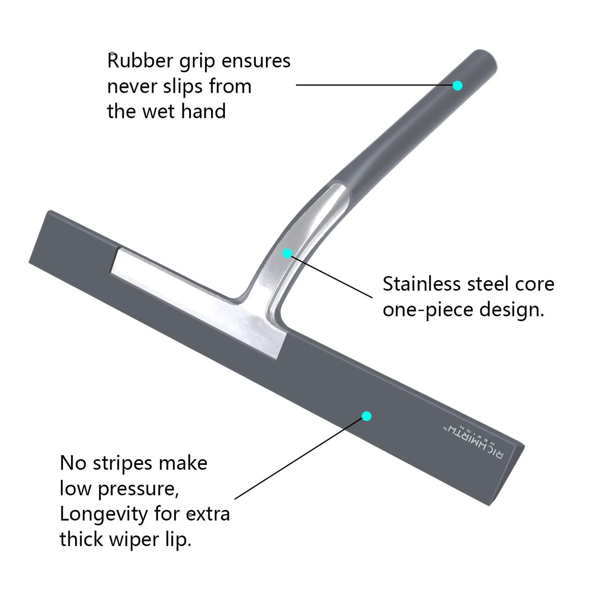 Shower Squeegee for Glass Doors, RICHMIRTH 11" Inch Width Silicone Rubber Blade Squeegee Window Cleaner Tool Squeegee